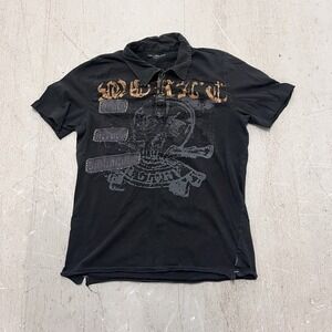 Calvin Klein Black Gold Y2K Polo Shirt Mens Medium Short Sleeve Logo Classic Fit